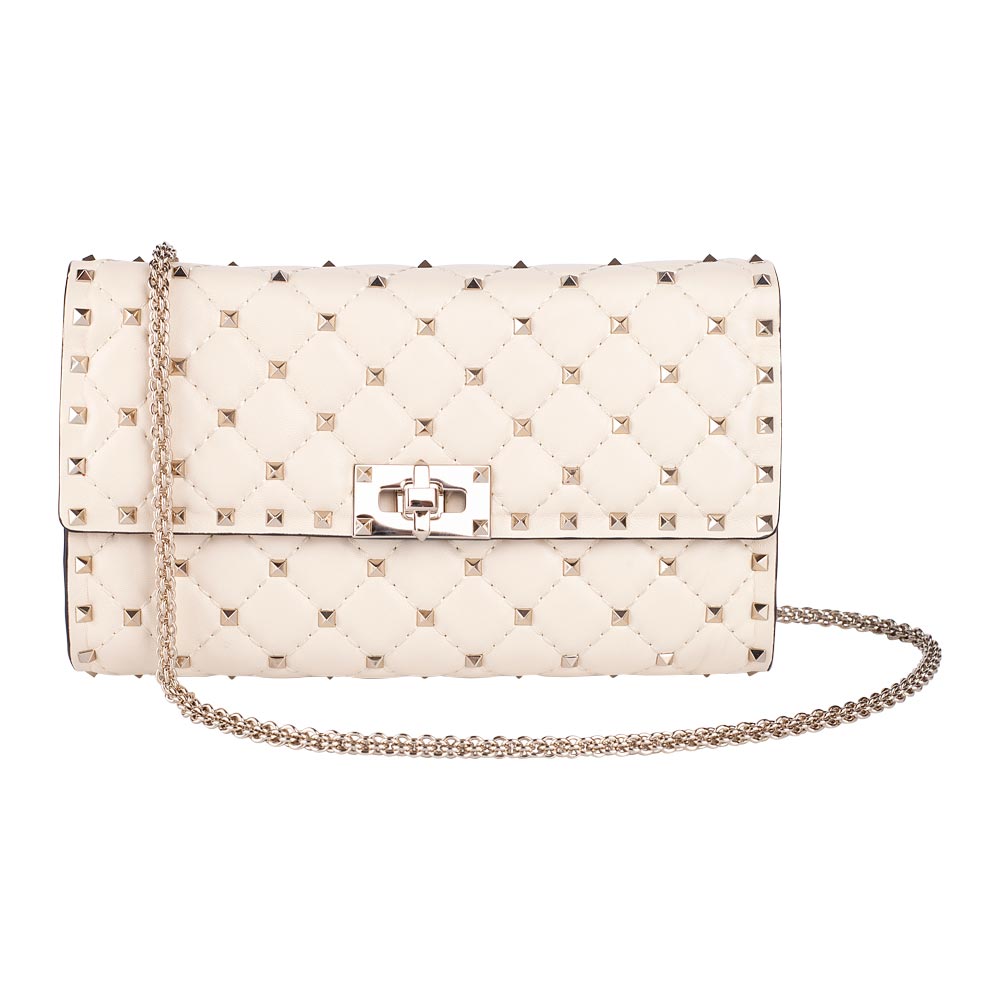 VALENTINO CREAM ROCKSTUD SPIKE SHOULDER