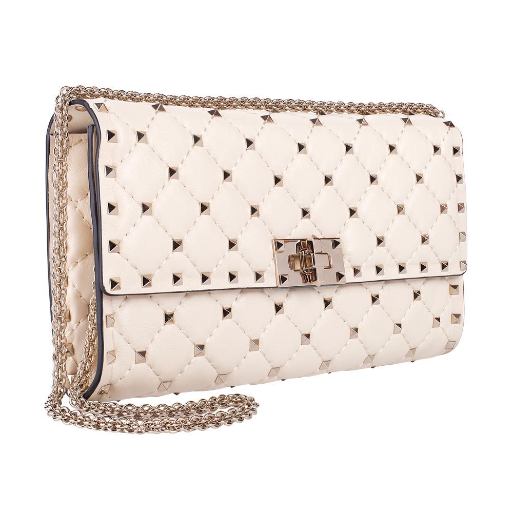 VALENTINO CREAM ROCKSTUD SPIKE SHOULDER