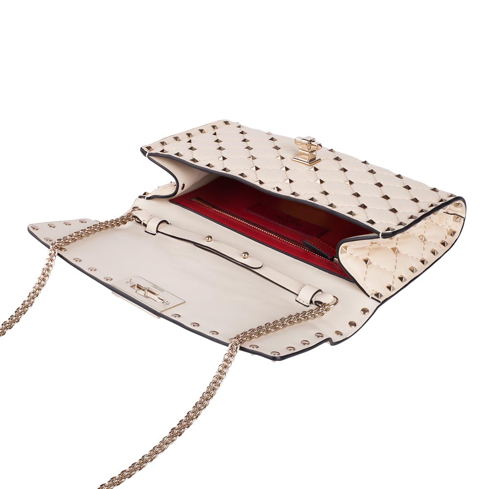 VALENTINO CREAM ROCKSTUD SPIKE SHOULDER