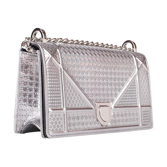 CHRISTIAN DIOR SILVER DIORAMA SMALL BAG