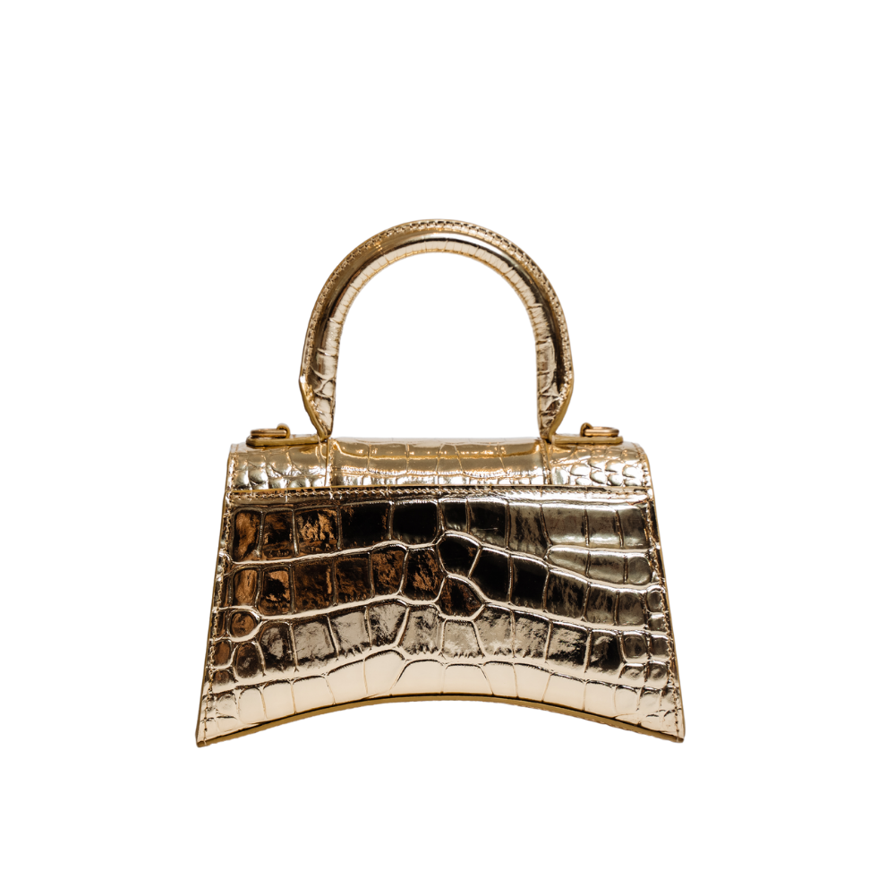 BALENCIAGA GOLD HOURGLASS CROC EMBOSSED XS