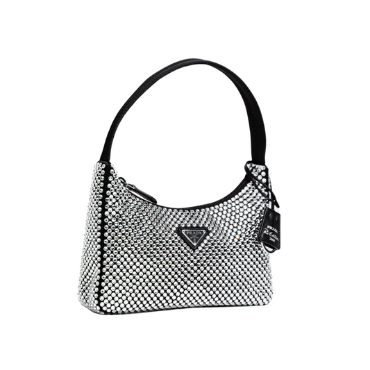 PRADA BLACK SATIN CRYSTAL MINI BAG