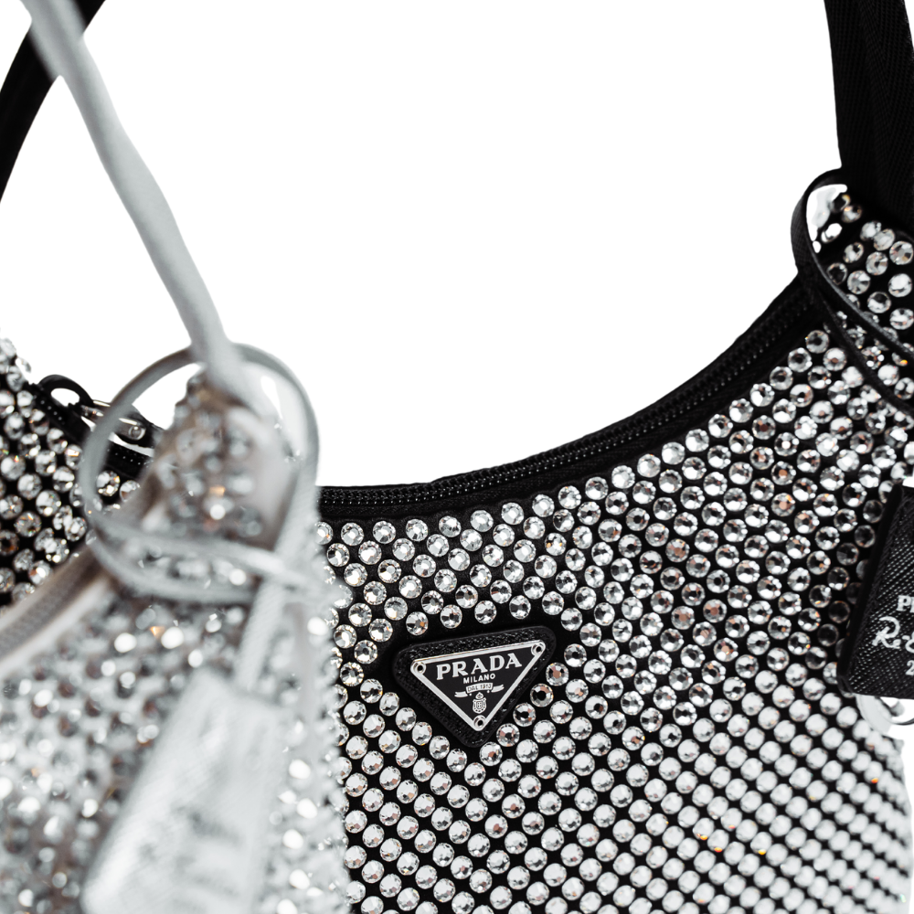 PRADA BLACK SATIN CRYSTAL MINI BAG