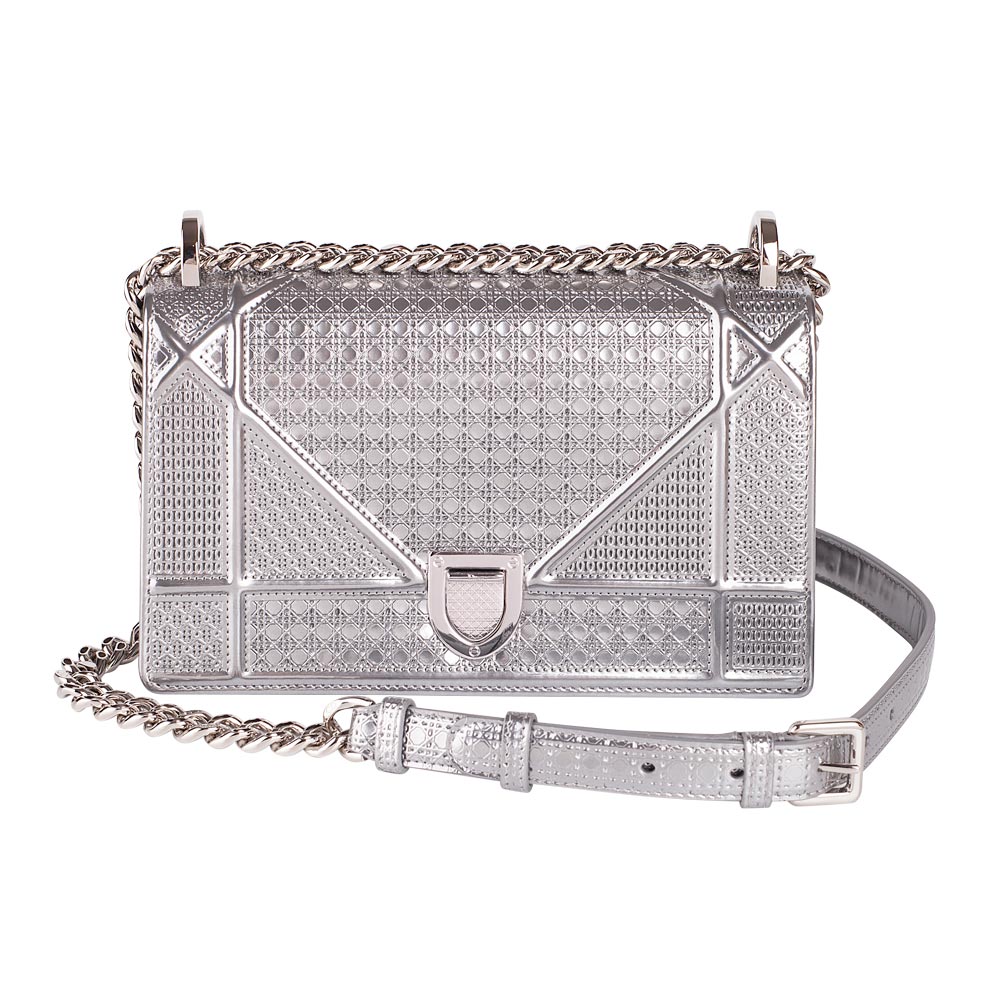 CHRISTIAN DIOR SILVER DIORAMA SMALL BAG