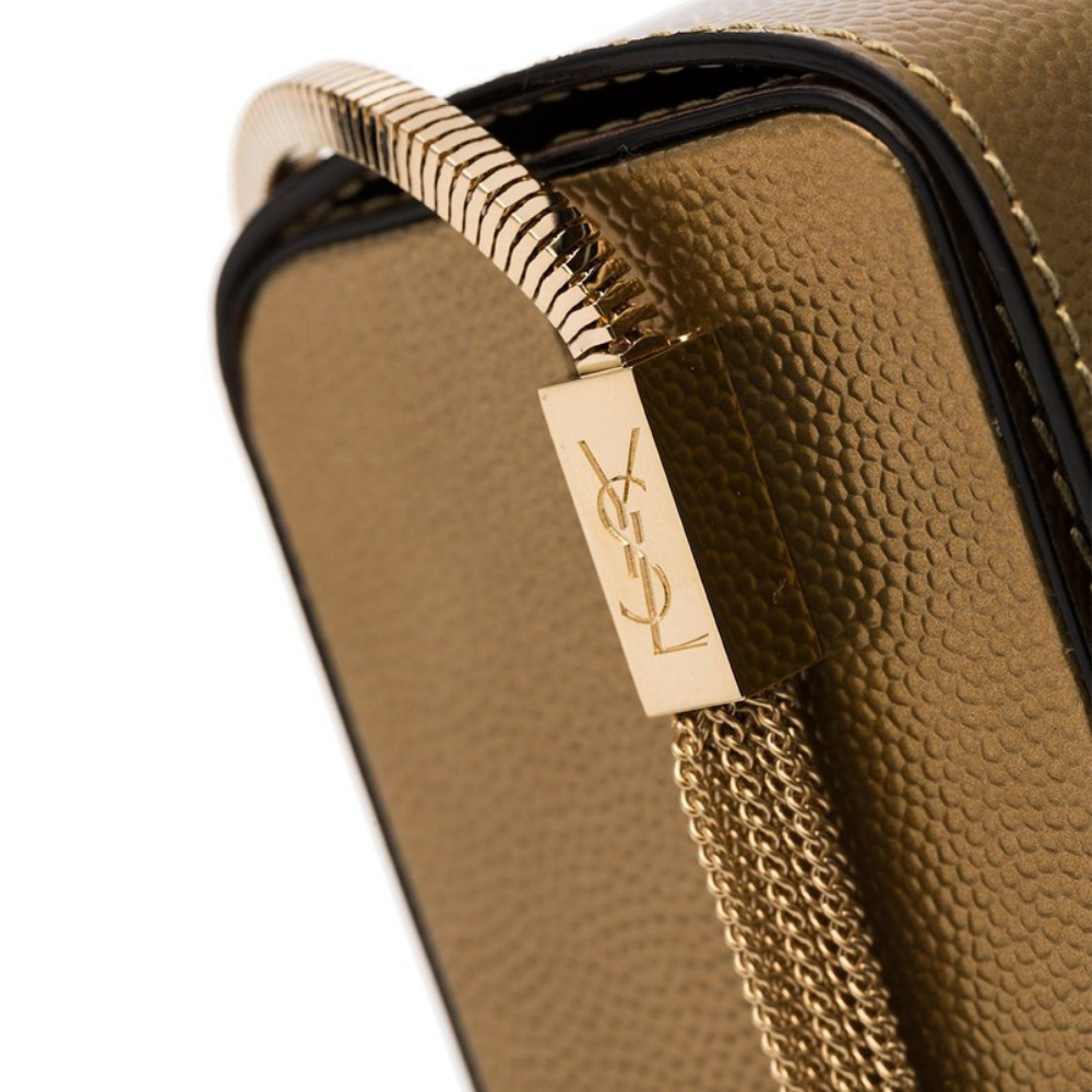 SAINT LAURENT GOLD KATE BOX BAG
