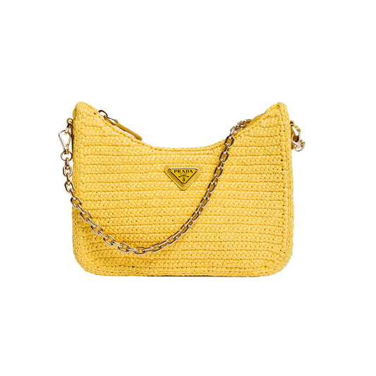 PRADA YELLOW RE-EDITION 2005 RAFFIA BAG