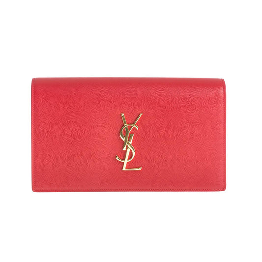SAINT LAURENT RED CLASSIC KATE MONOGRAM CLUTCH