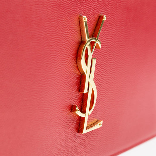 SAINT LAURENT RED CLASSIC KATE MONOGRAM CLUTCH