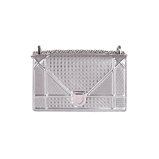 CHRISTIAN DIOR SILVER DIORAMA SMALL BAG