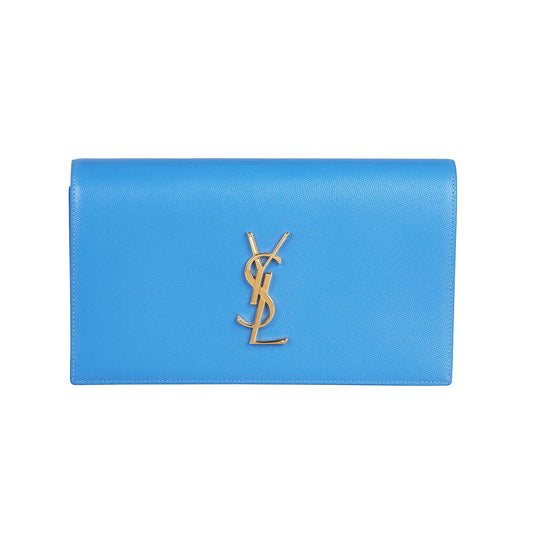SAINT LAURENT SKY BLUE CLASSIC KATE MONOGRAM CLUTCH