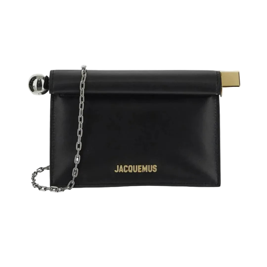 JACQUEMUS BLACK ROND CARRÉ SMALL CLUTCH BAG