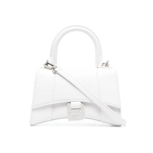 BALENCIAGA WHITE HOURGLASS CRYSTAL LOGO XS