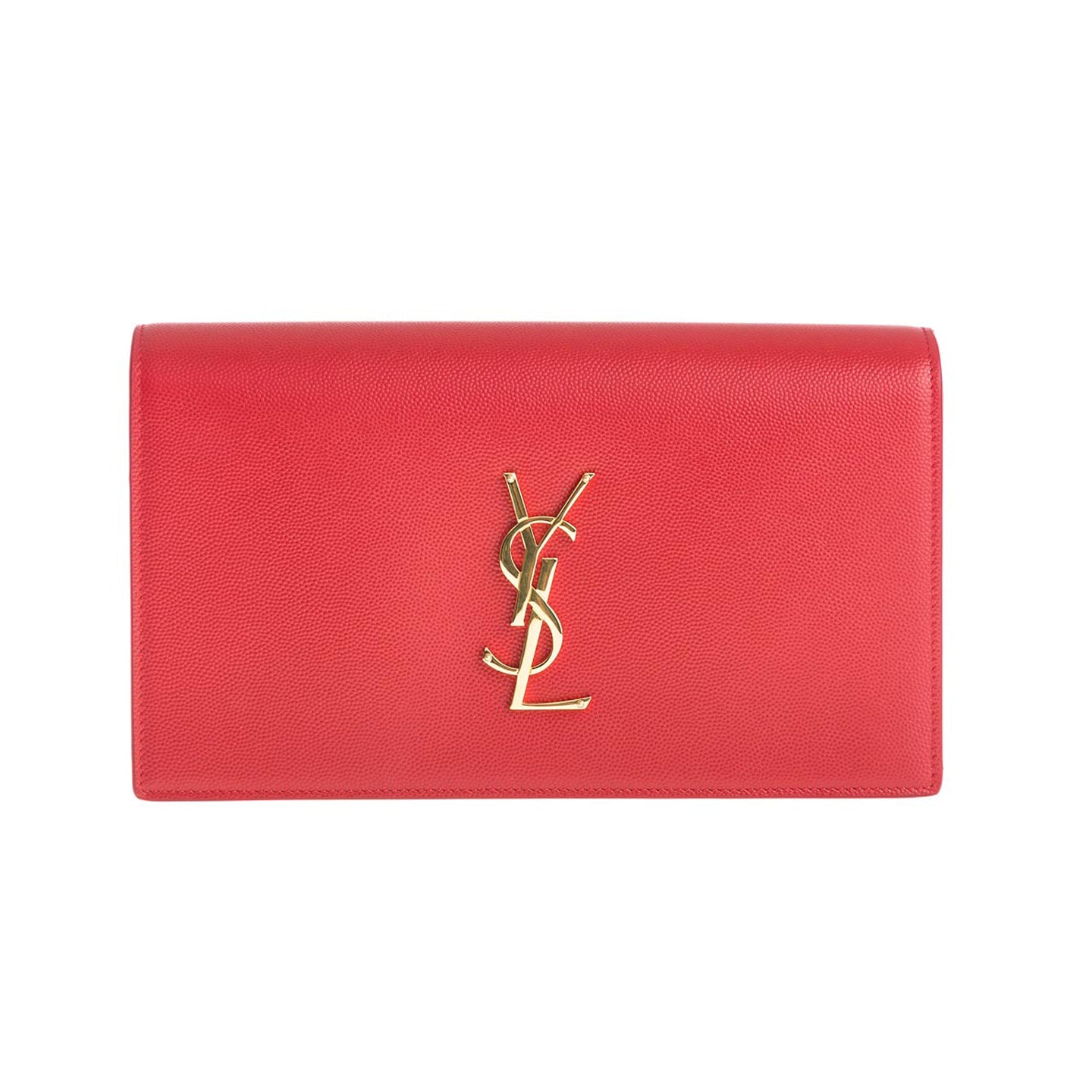 SAINT LAURENT RED CLASSIC KATE MONOGRAM CLUTCH